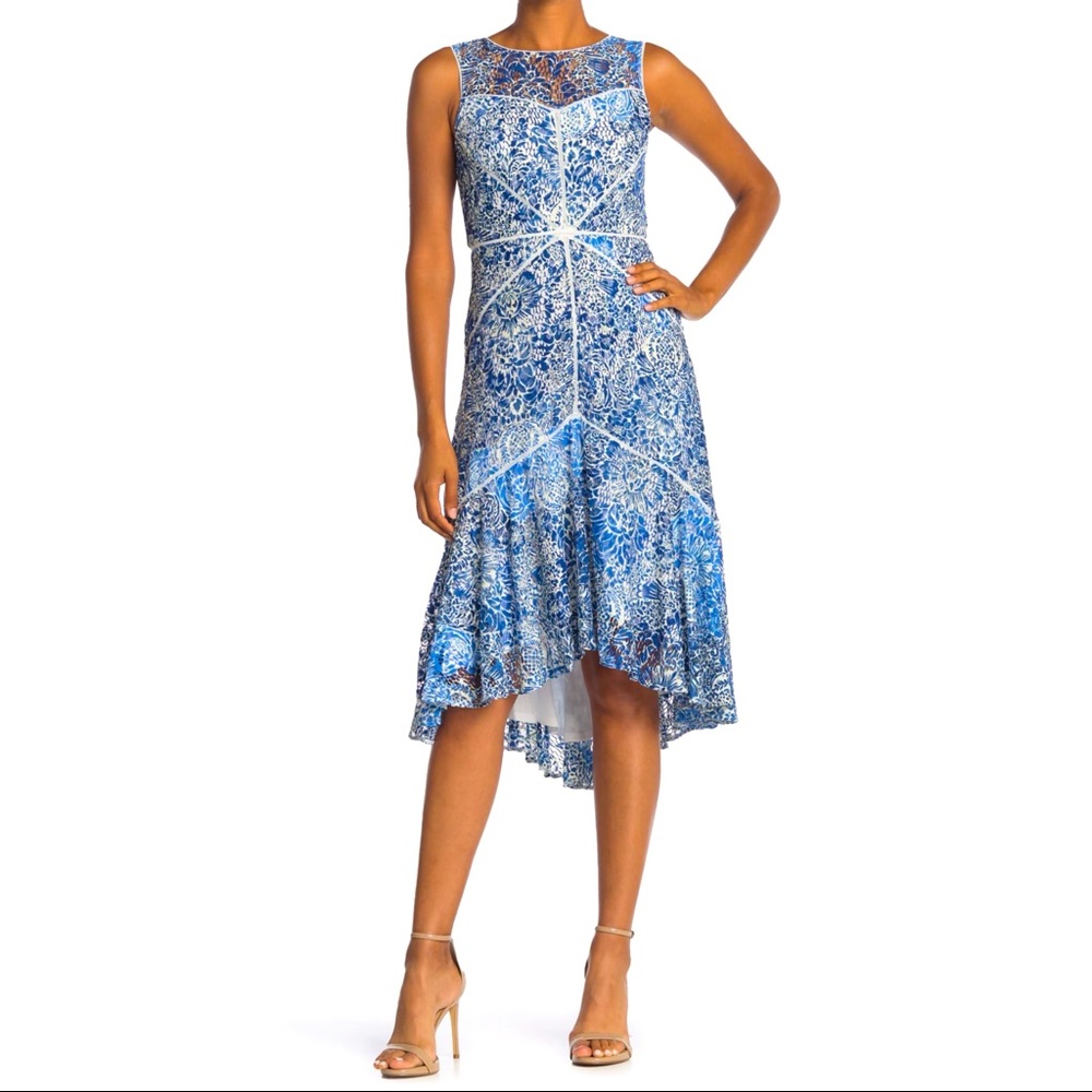 Taylor printed lace lattice dress